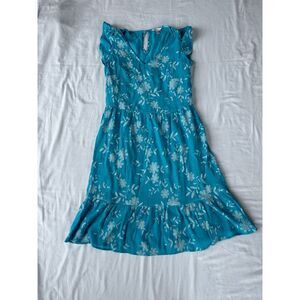 Cute Sky Blue, White Flower Midi Cato Summer Dress, Fairy-like, Flowy, Size Smal